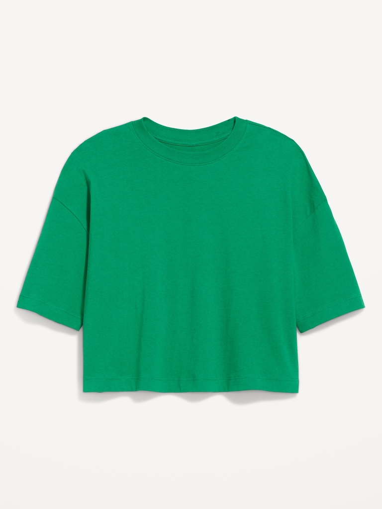 Vintage Crew-Neck Oversized Crop T-Shirt