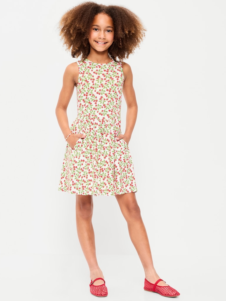 Sleeveless Fit and Flare Dress and Biker Shorts Set for Girls