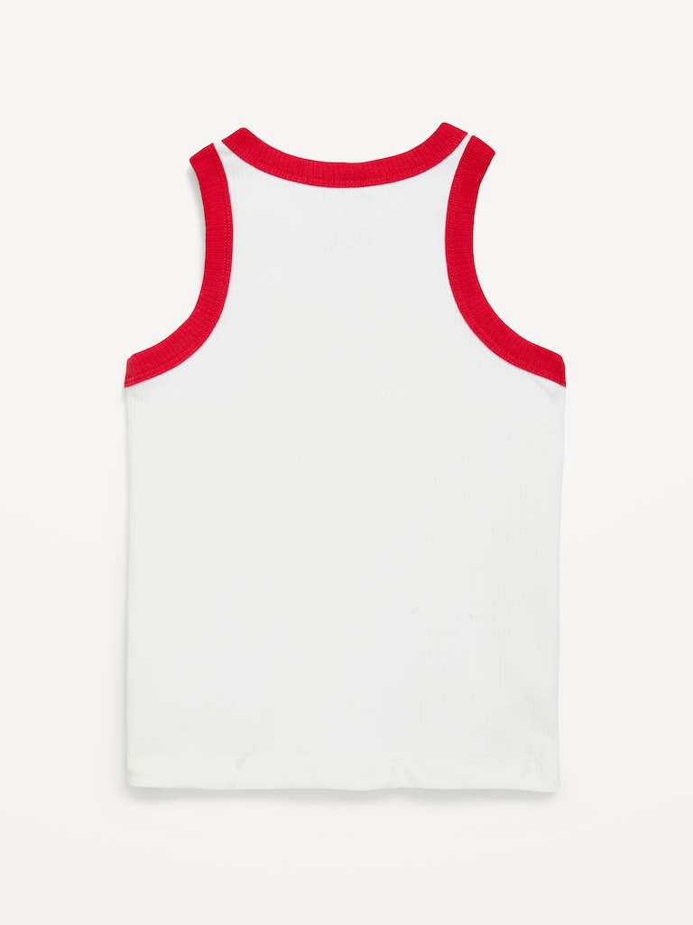 Fitted Ribbed Graphic Tank Top for Girls