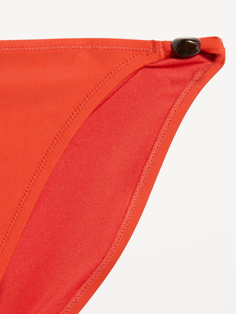 Beaded Mid-Rise Bikini Swim Bottoms