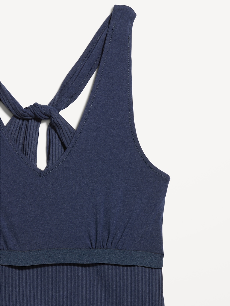Sleeveless Ribbed Loop-Back Tank Top