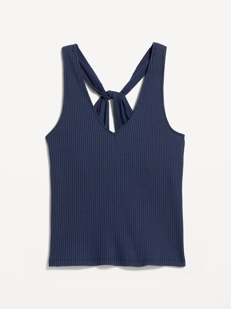 Sleeveless Ribbed Loop-Back Tank Top