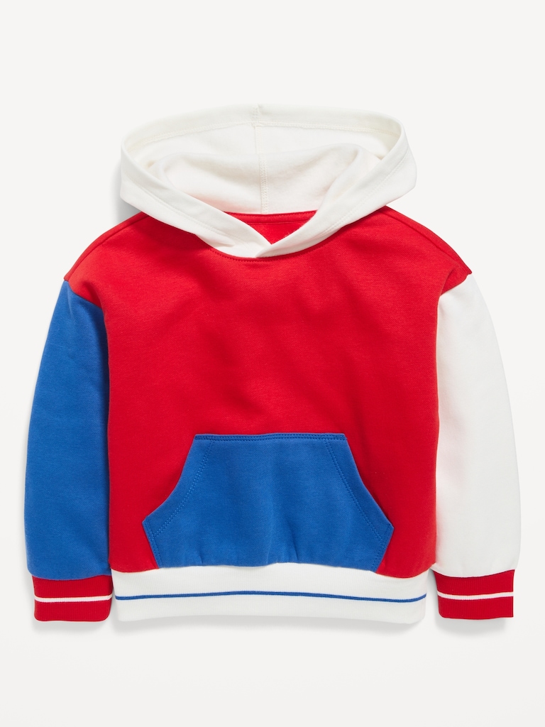 Oversized Boxy Color-Block Pullover Hoodie for Toddler Boys