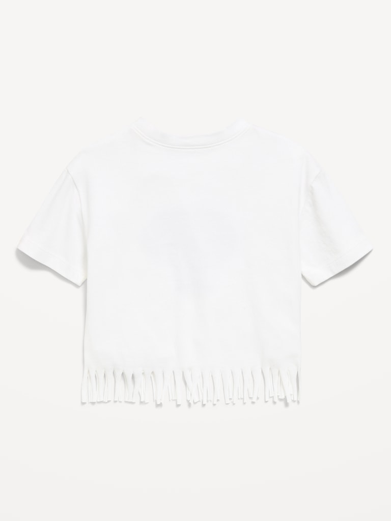 Short-Sleeve Graphic Fringed-Hem T-Shirt for Toddler Girls