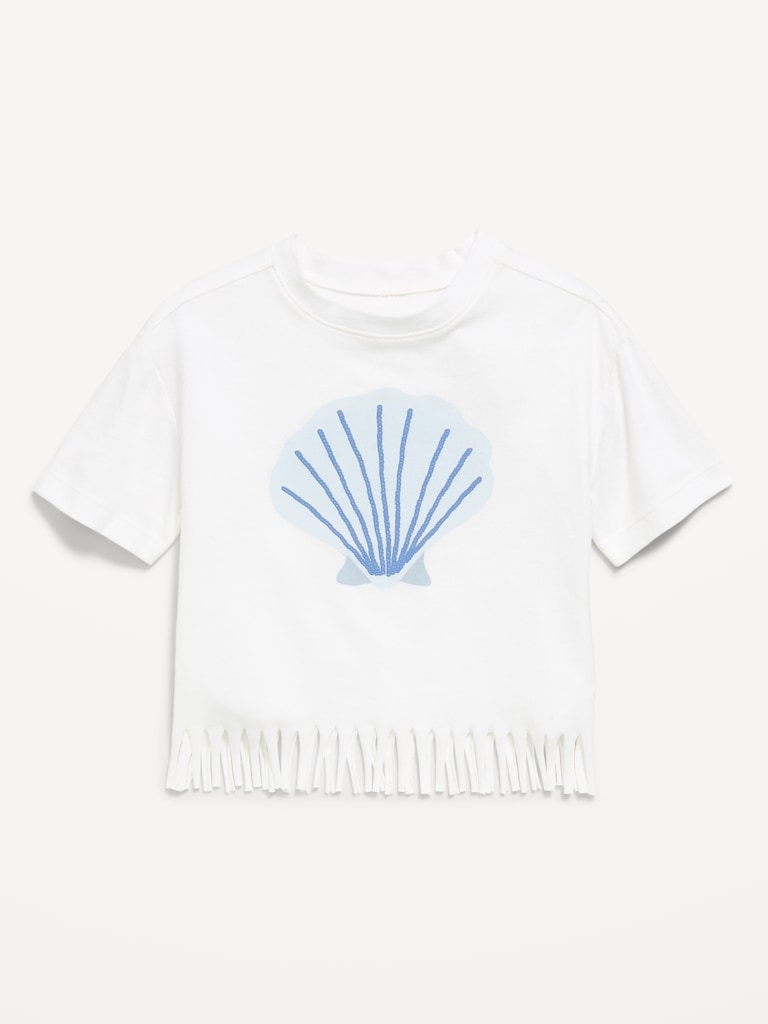 Short-Sleeve Graphic Fringed-Hem T-Shirt for Toddler Girls