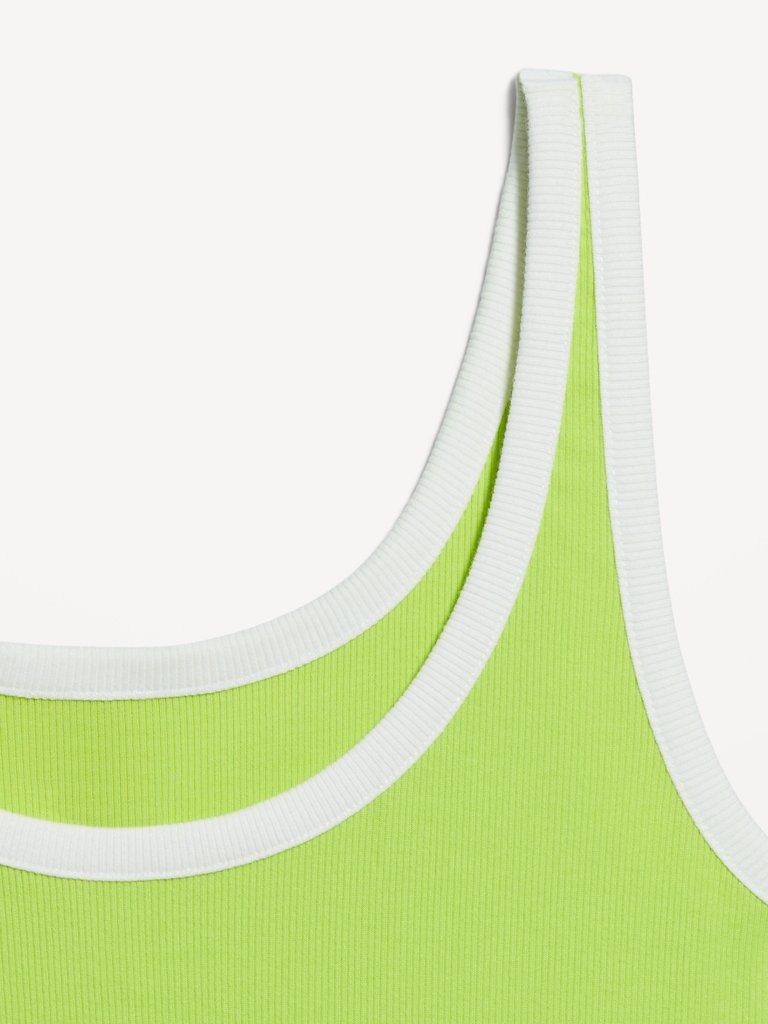 First-Layer Ribbed Scoop-Neck Tank Top