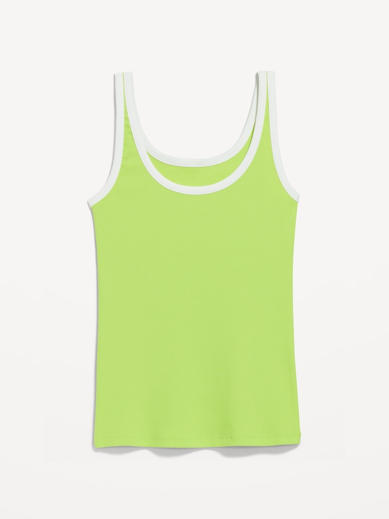First-Layer Ribbed Scoop-Neck Tank Top