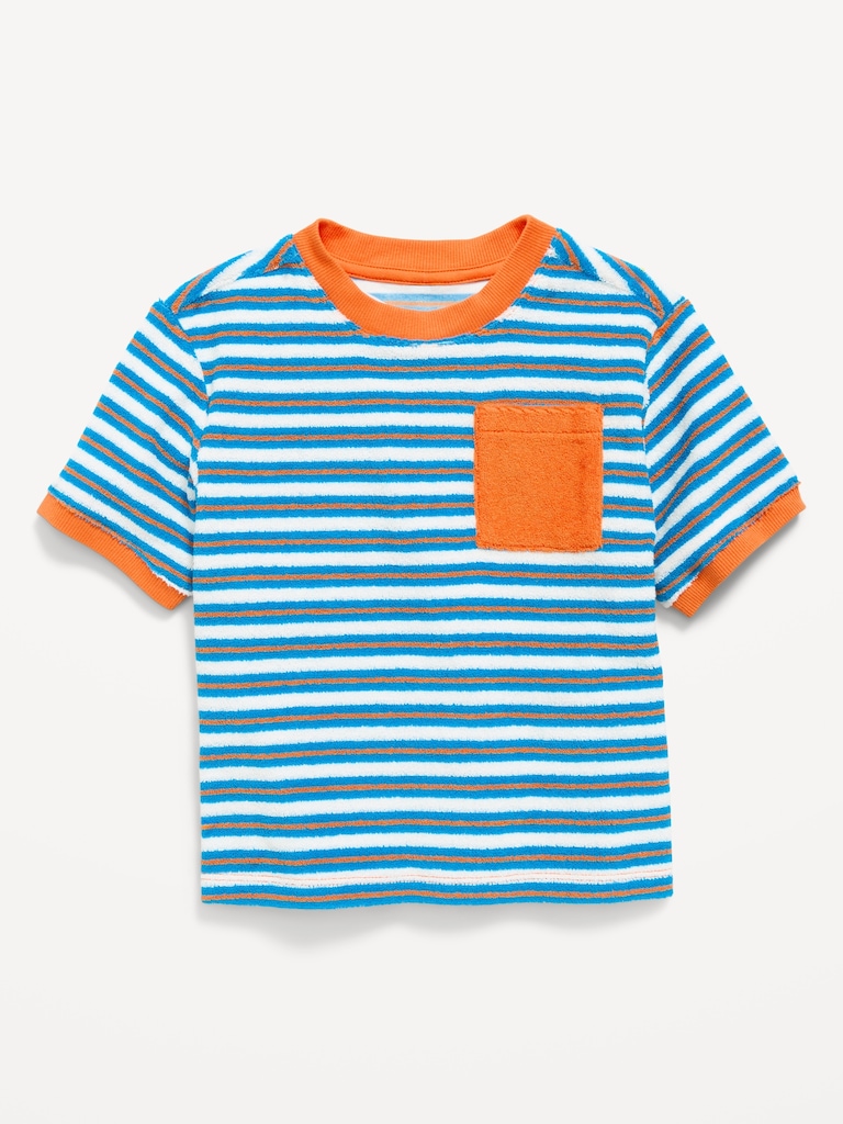 Short-Sleeve Oversized Terry Pocket T-Shirt for Toddler Boys