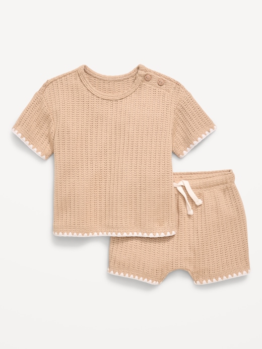Short Short-Sleeve Crochet-Knit Top and Shorts Set for Baby on clearance at Old Navy — 50% off