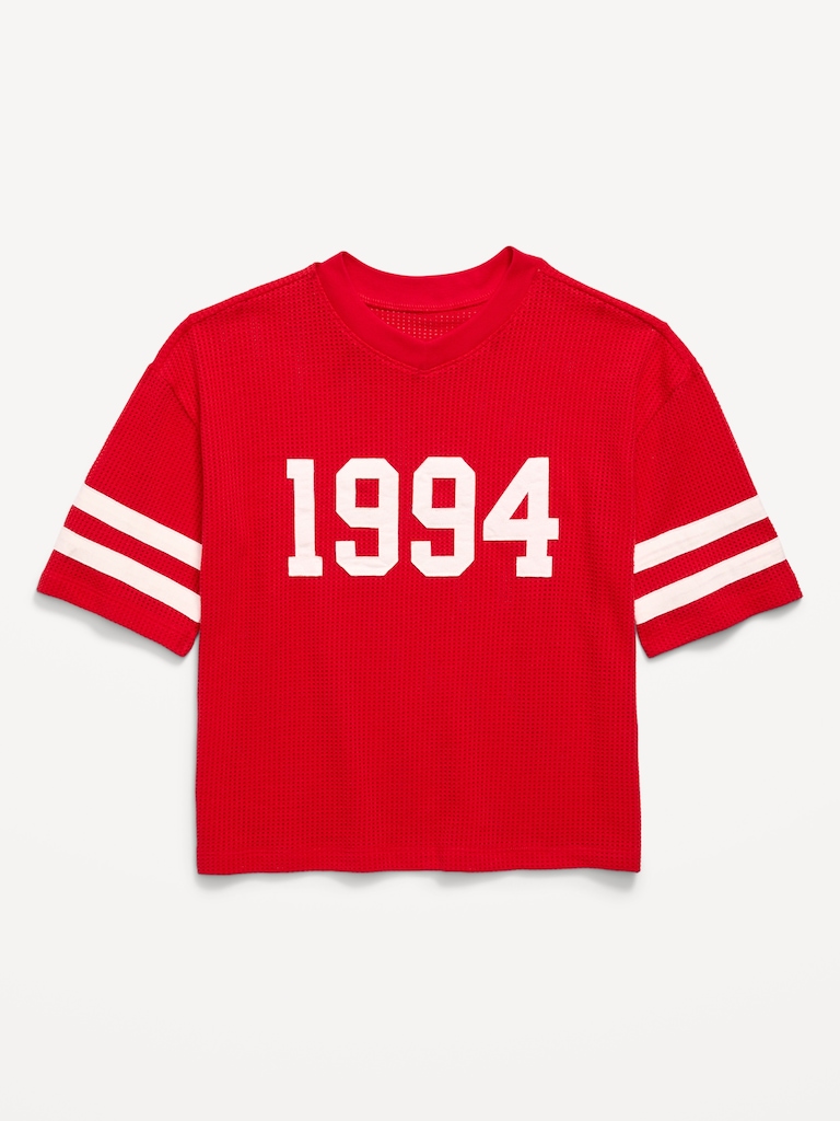 Oversized Mesh Graphic Football T-Shirt for Boys