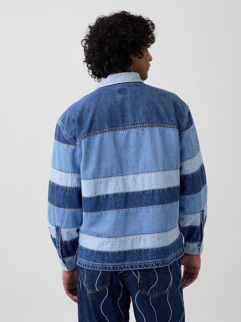 Gap × HFR Stripe Denim Polo Shirt by Daveed Baptiste
