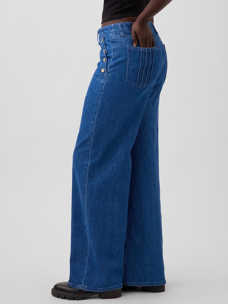 Gap × HFR High Rise Pintuck Stride Wide-Leg Jeans by Atelier Ndigo