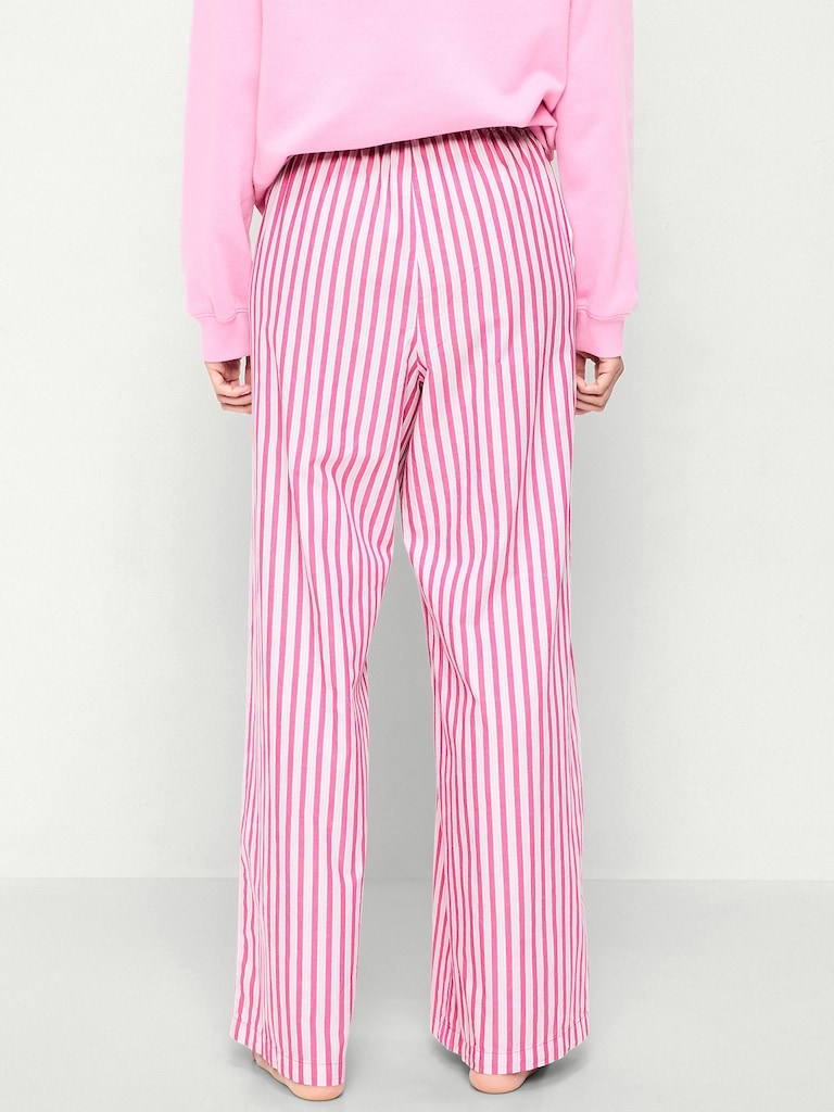 Poplin Wide-Leg Pajama Pants
