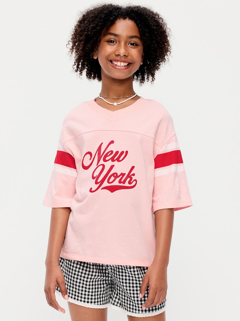 Oversized Football-Style T-Shirt for Girls