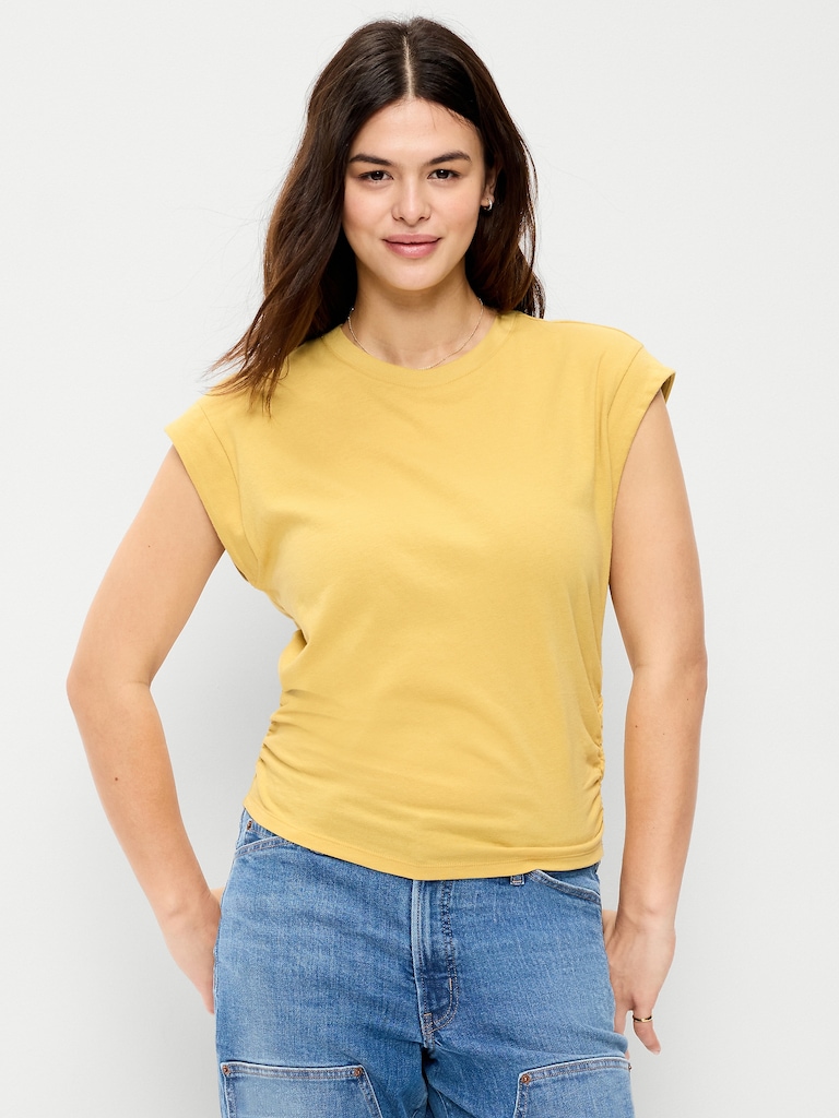 Cap-Sleeve Side-Cinch Top