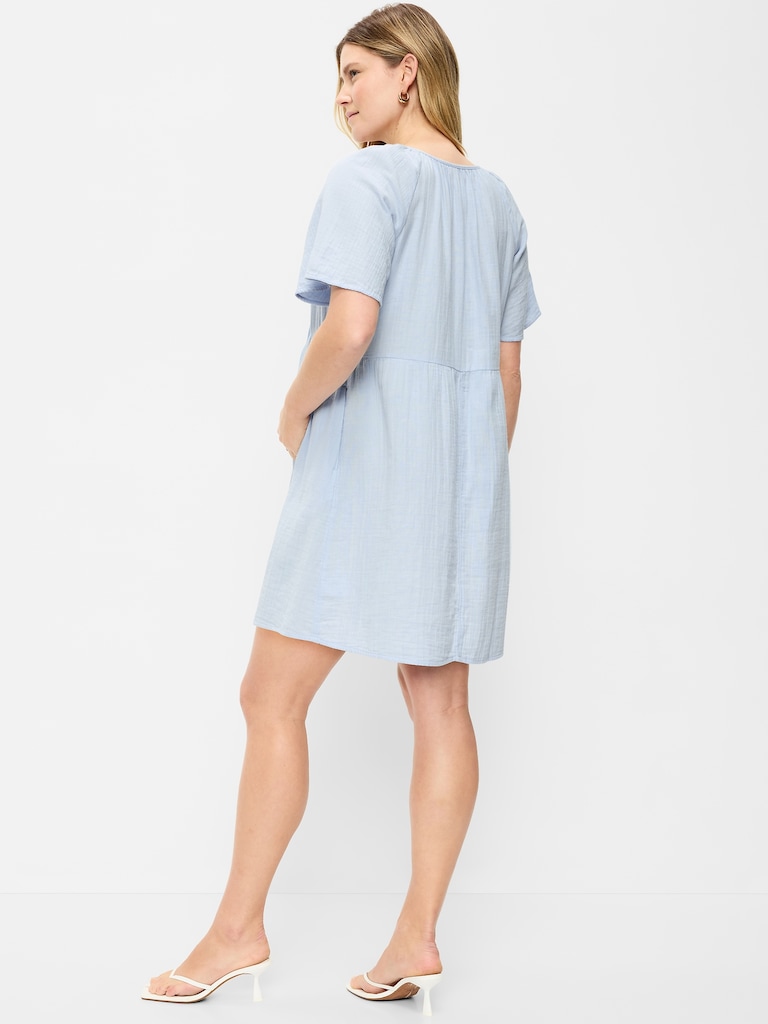 Maternity Flutter-Sleeve Mini Dress