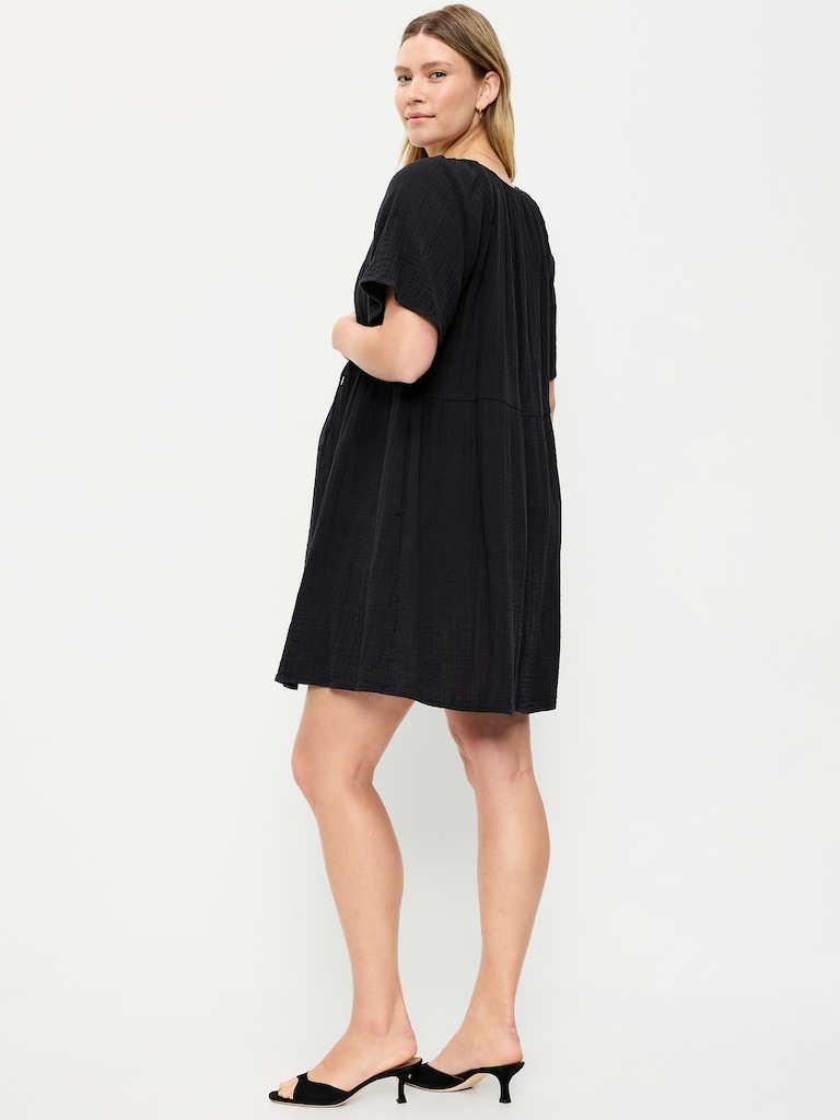 Maternity Flutter-Sleeve Mini Dress
