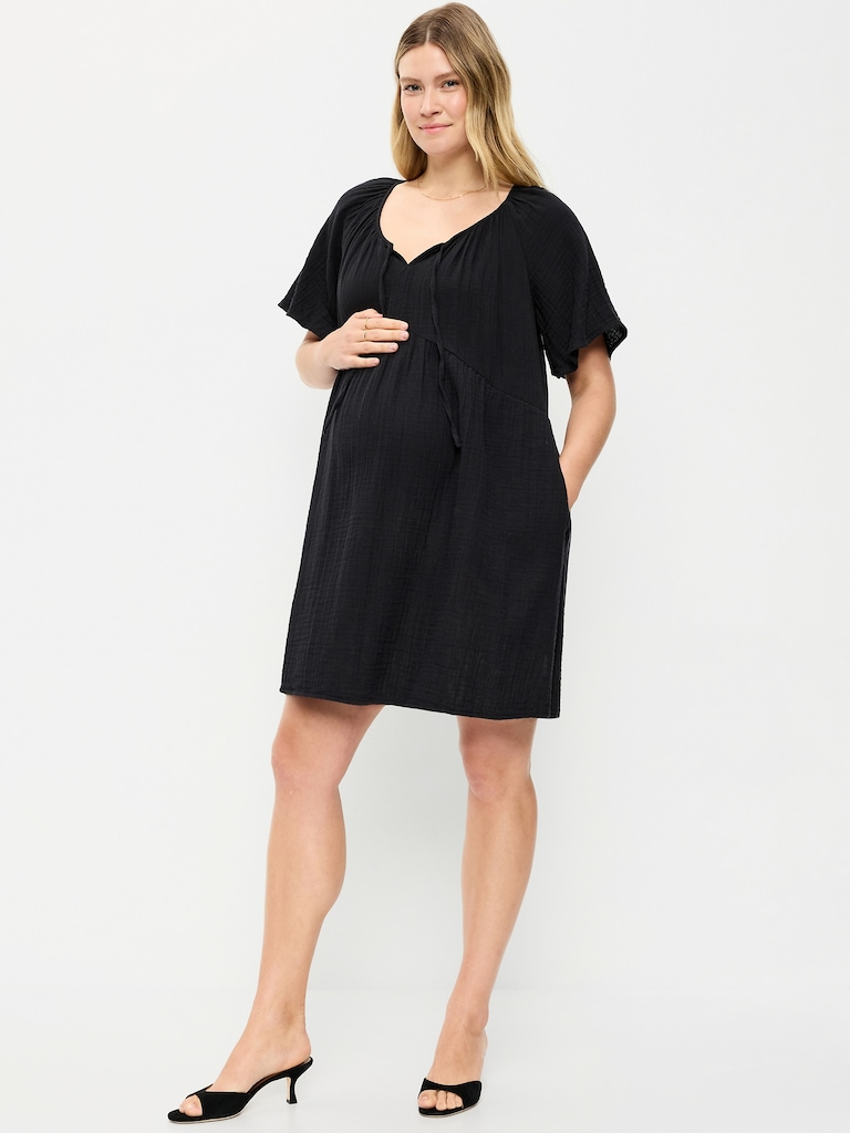 Maternity Flutter-Sleeve Mini Dress