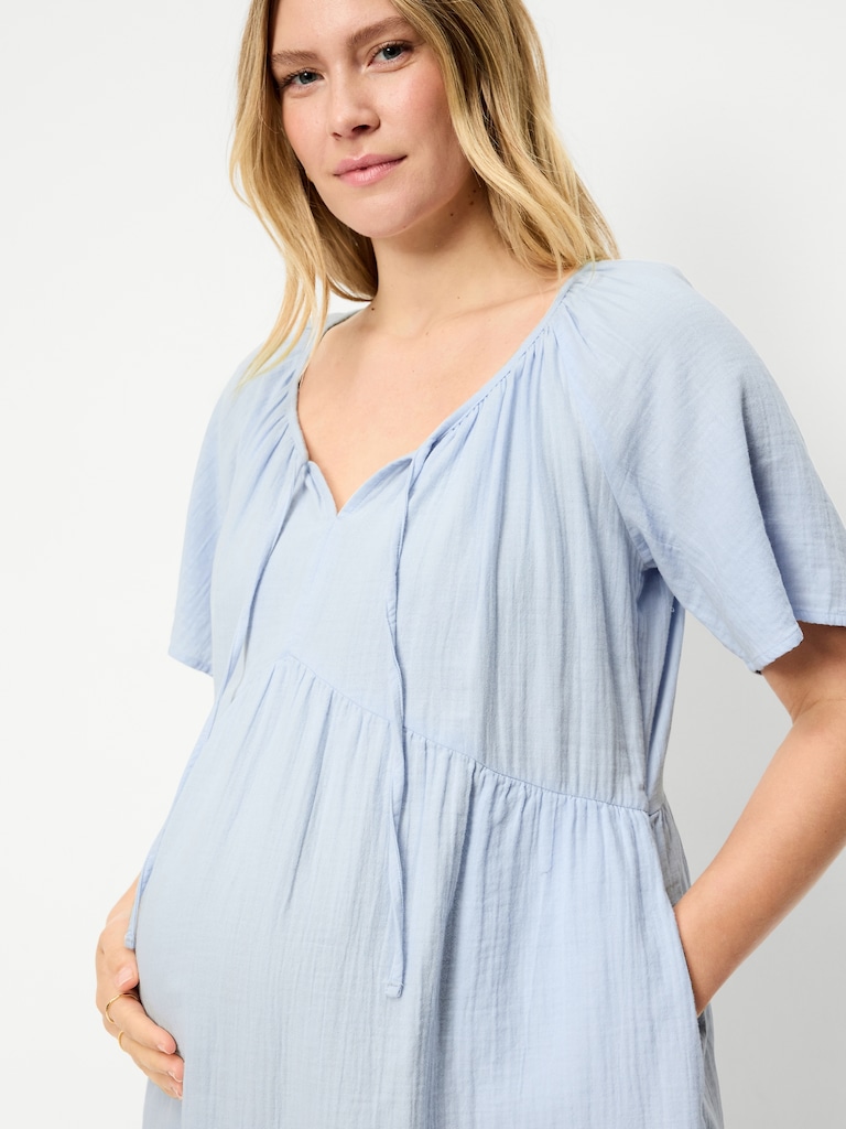 Maternity Flutter-Sleeve Mini Dress