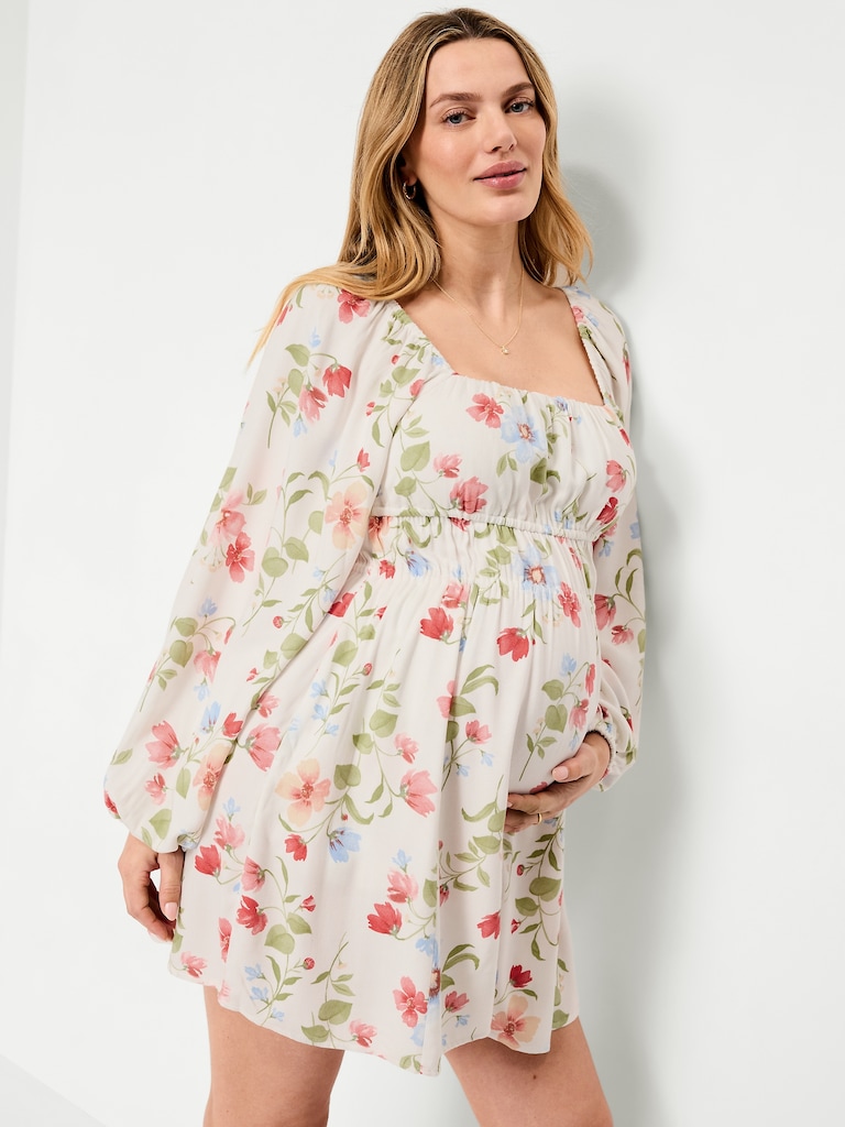 Maternity Long-Sleeve Fit & Flare Dress