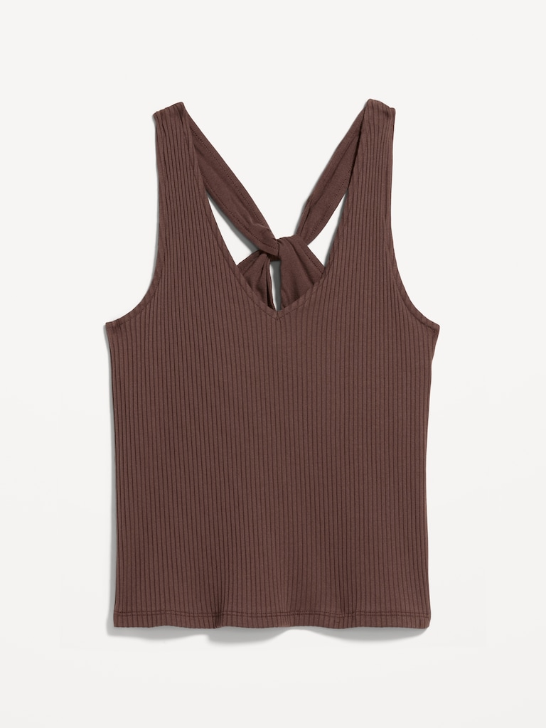 Sleeveless Ribbed Loop-Back Tank Top