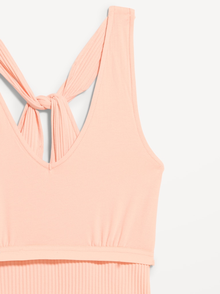 Ribbed Loop-Back Halter Top