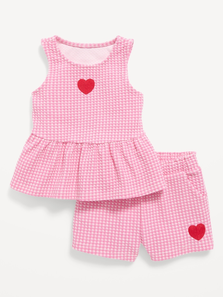 Sleeveless Peplum Top and Shorts Set for Toddler Girls