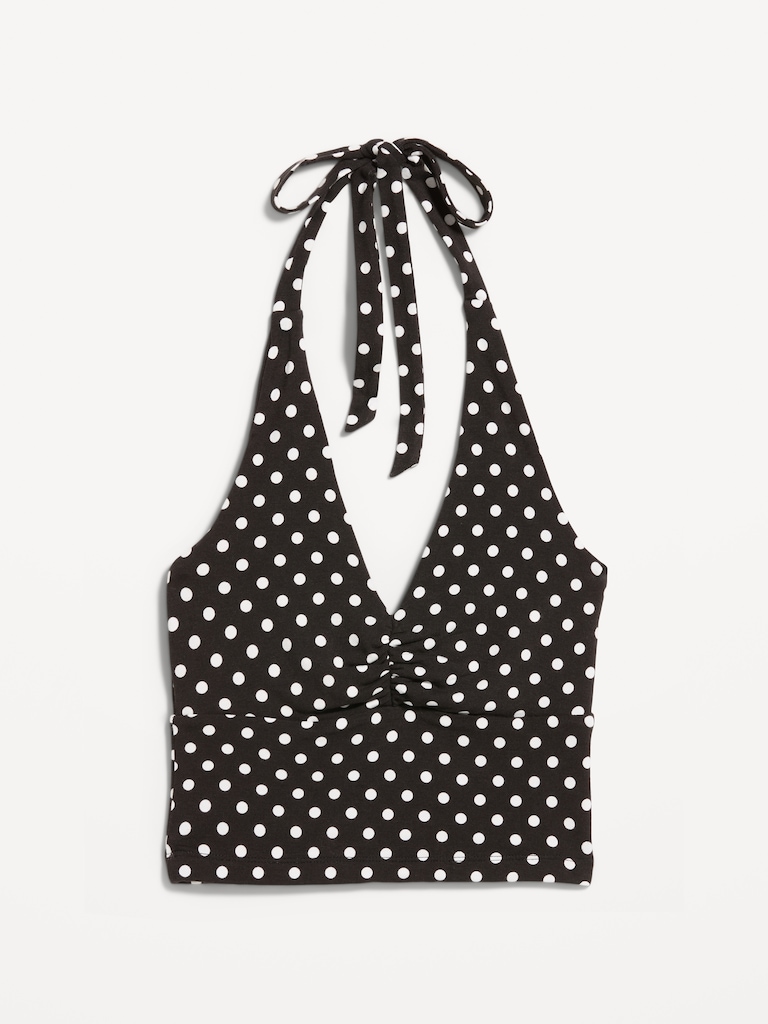 Short-Sleeve Jersey Smocked-Front Top