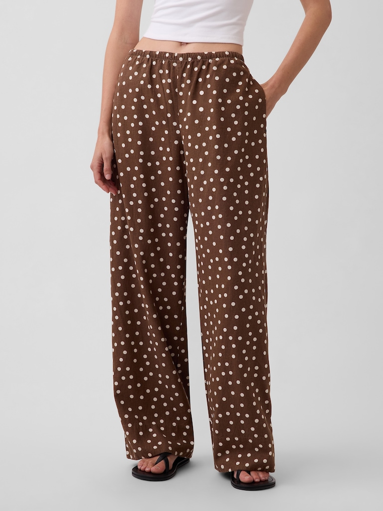 Linen-Blend Easy Wide-Leg Pants