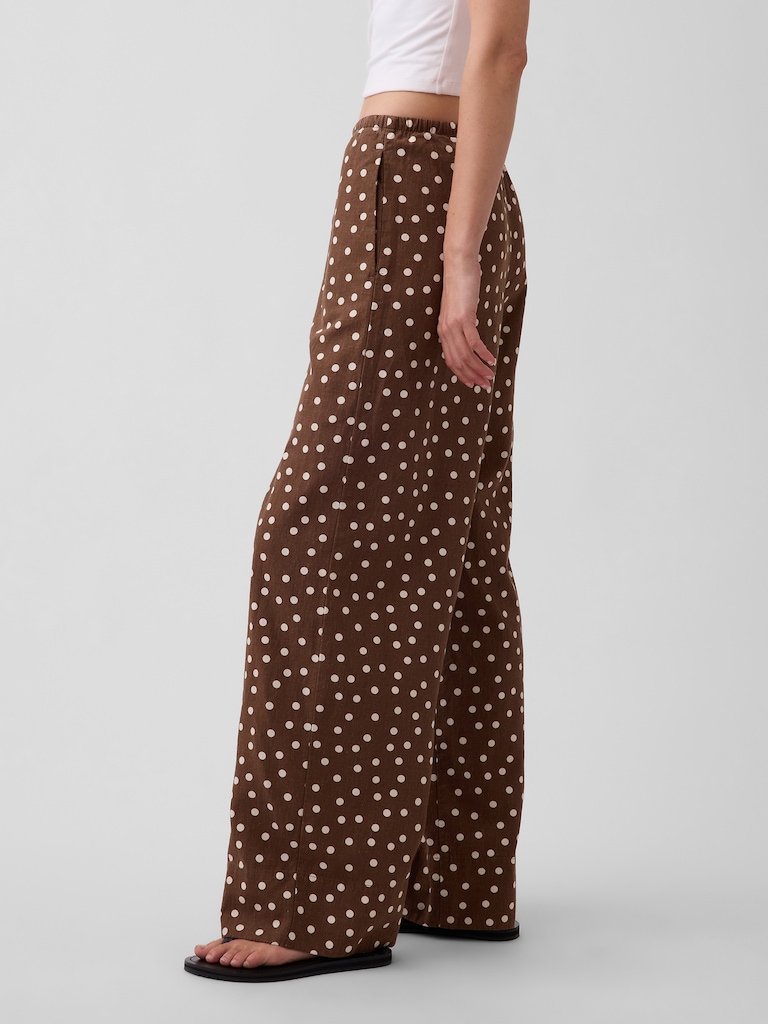 Linen-Blend Easy Wide-Leg Pants