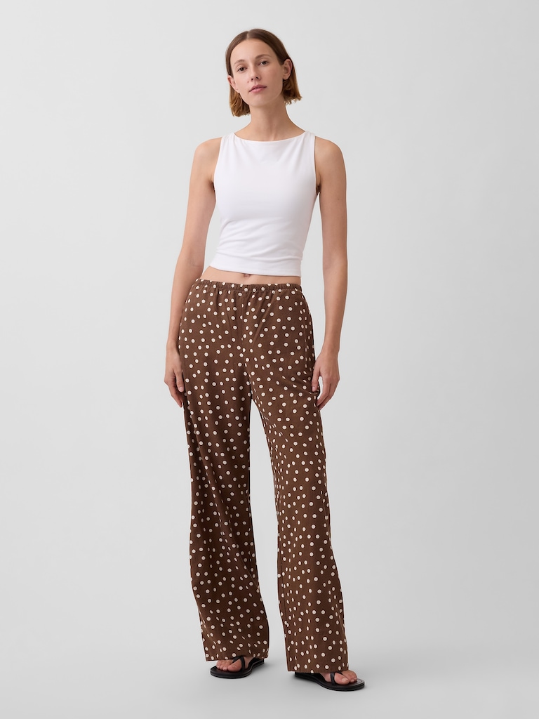 Linen-Blend Easy Wide-Leg Pants