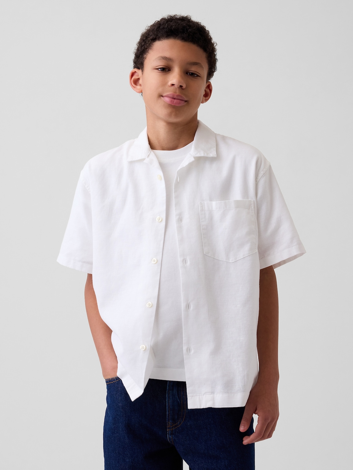 Kids Linen-Cotton Relaxed Vacay Shirt