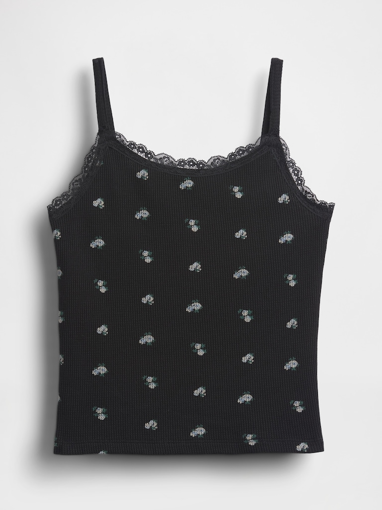 Kids Waffle Lace-Trim Cami