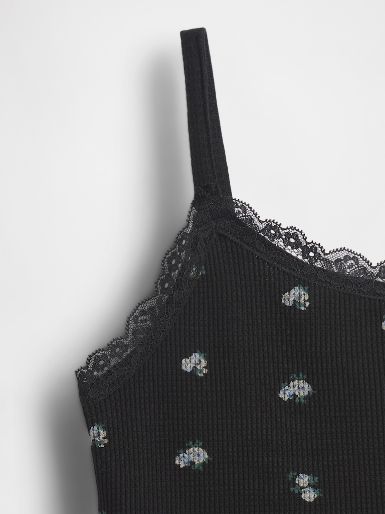 Kids Waffle Lace-Trim Cami