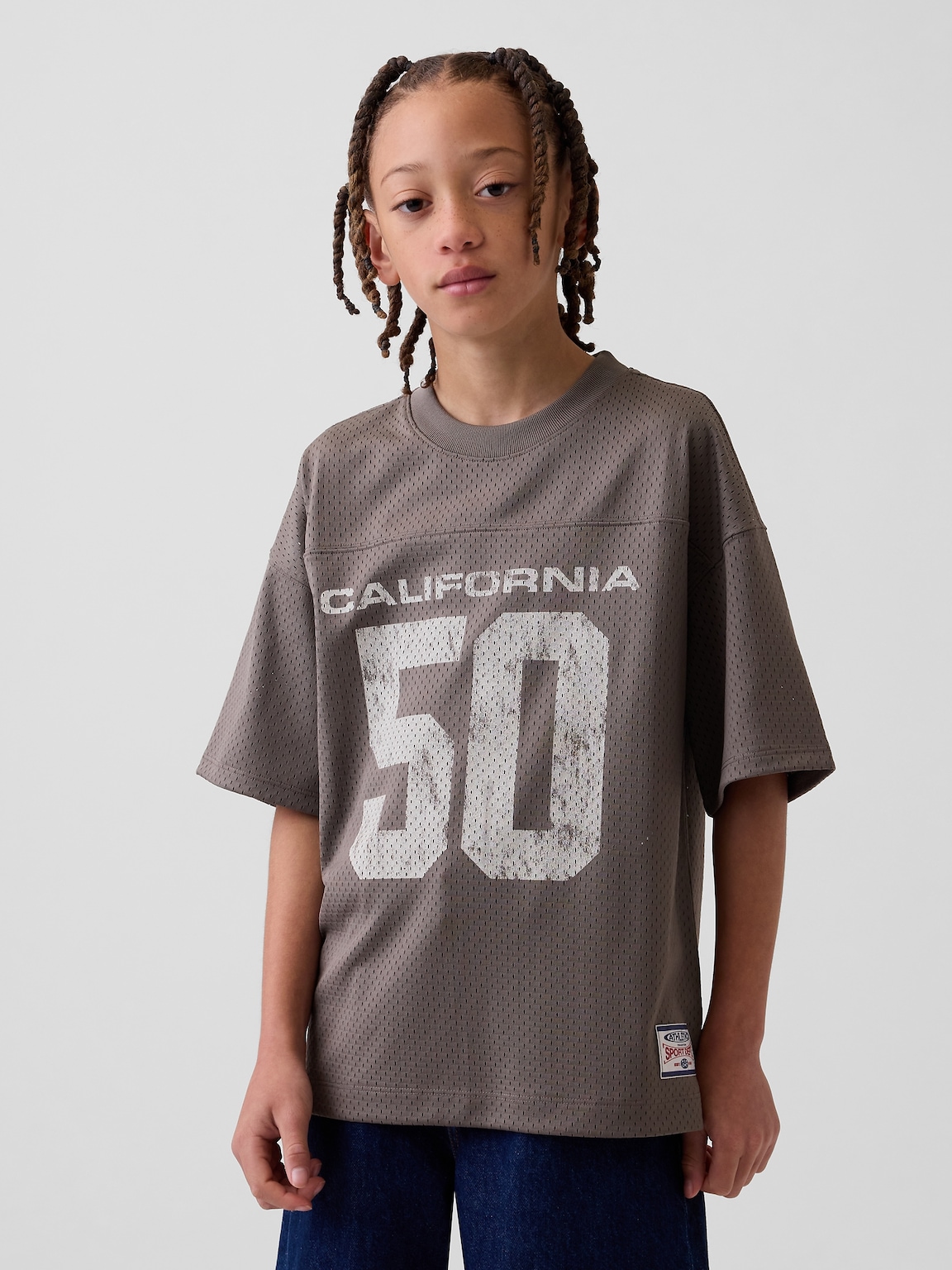 Kids Mesh Oversized Graphic Jersey T-Shirt