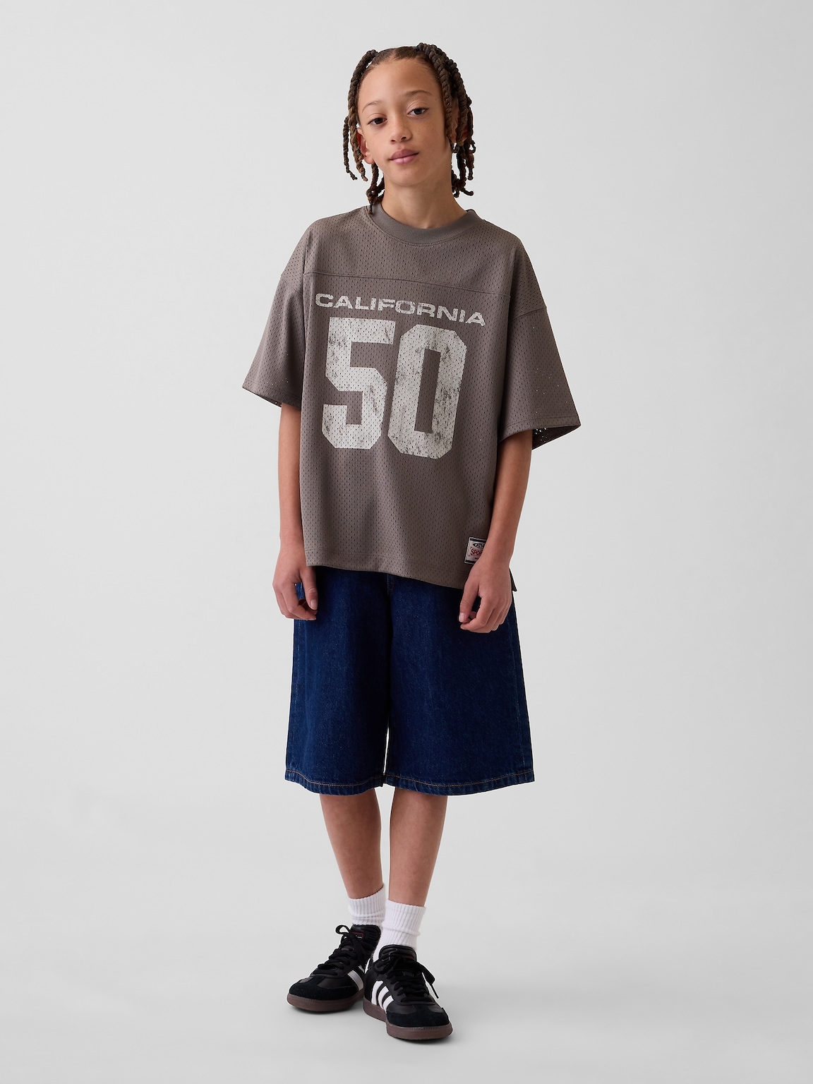 Kids Mesh Oversized Graphic Jersey T-Shirt