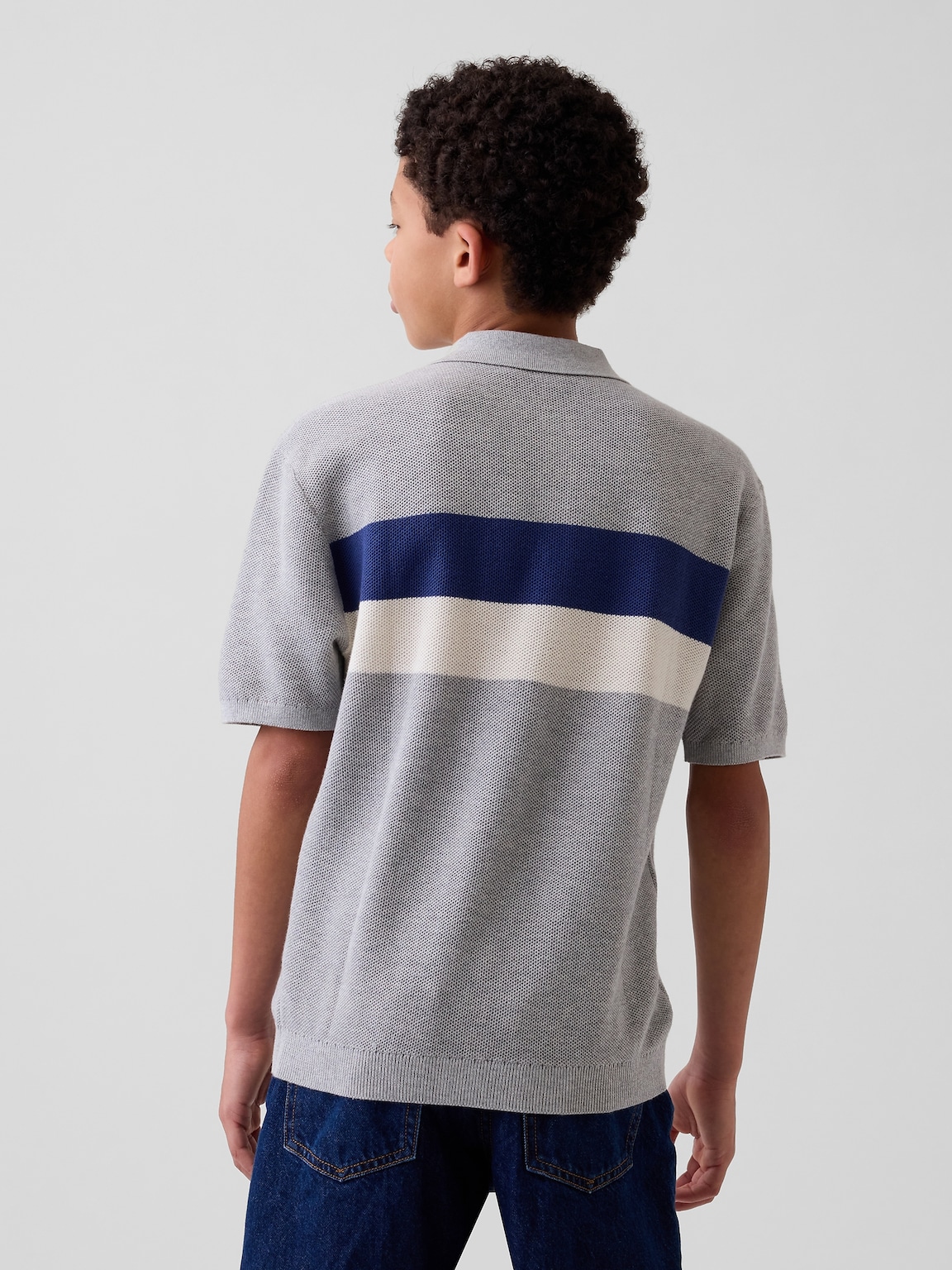 Kids Relaxed Stripe Polo Sweater Shirt