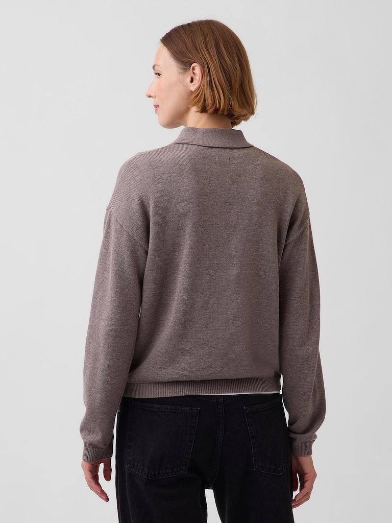 100% Cotton Relaxed Polo Sweater