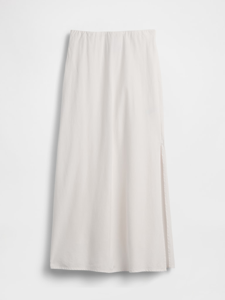 Linen-Blend Maxi Slip Skirt