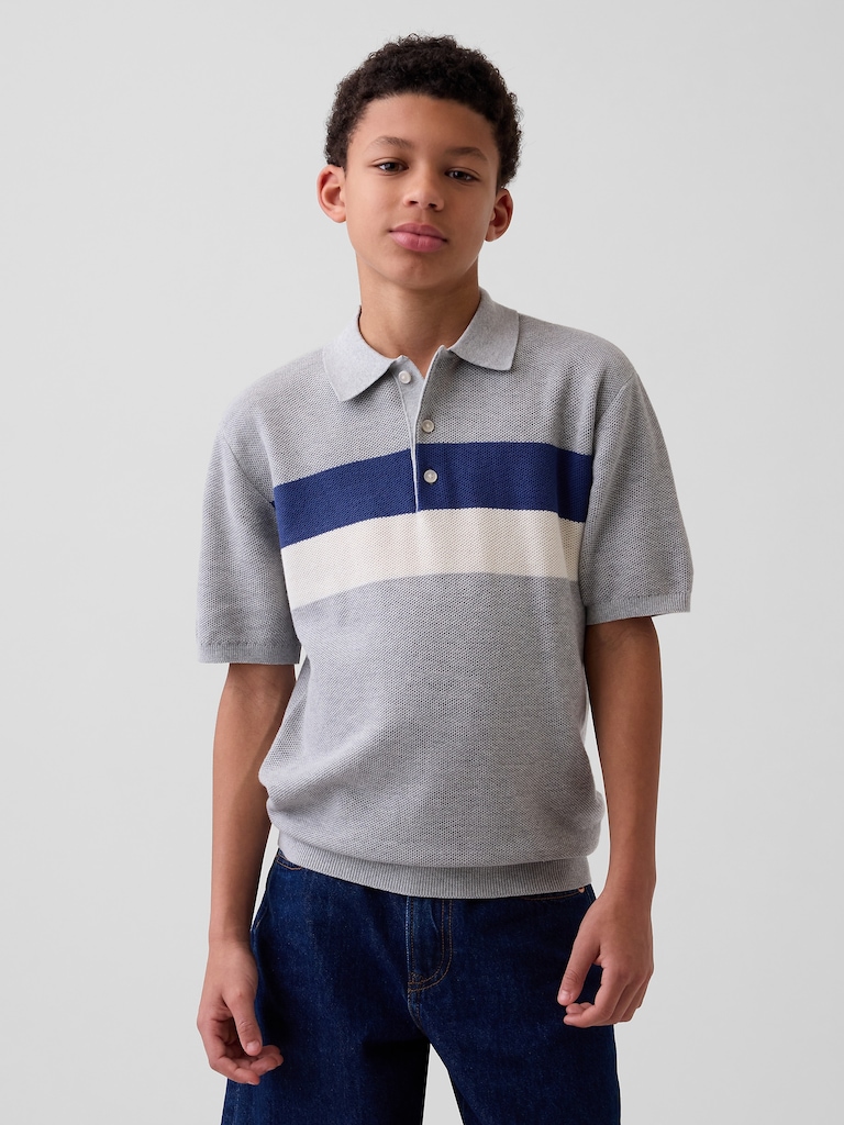 Kids Relaxed Stripe Polo Sweater Shirt