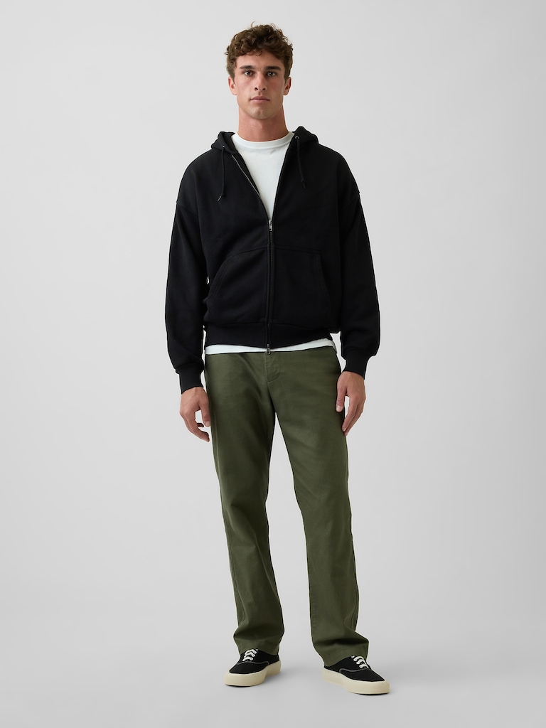 Linen-Cotton Relaxed Straight Pants