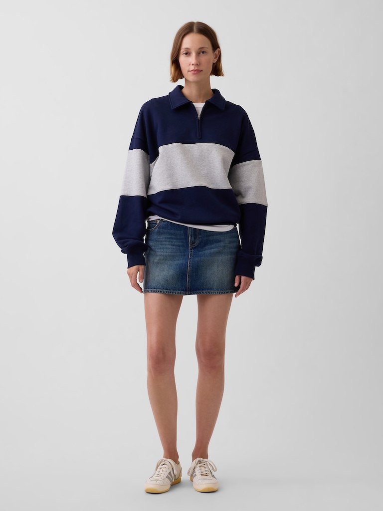 Adult Heavyweight Oversized Quarter-Zip Polo Sweatshirt