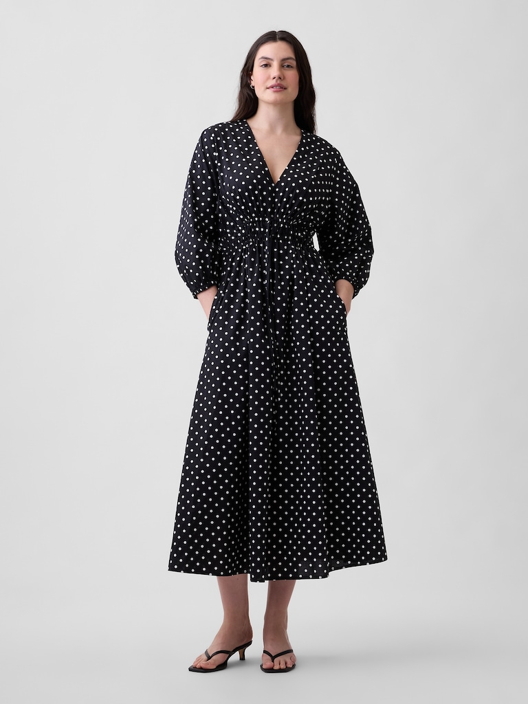 V-Neck Tie-Front Maxi Dress