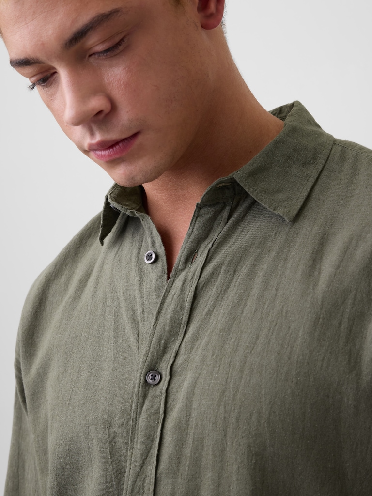 Linen-Blend Shirt in Standard Fit