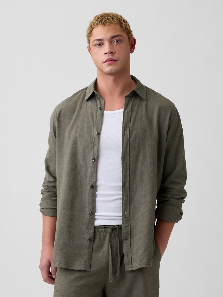 Linen-Blend Shirt in Standard Fit