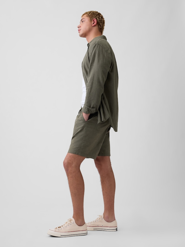 7" Linen-Blend Easy Shorts