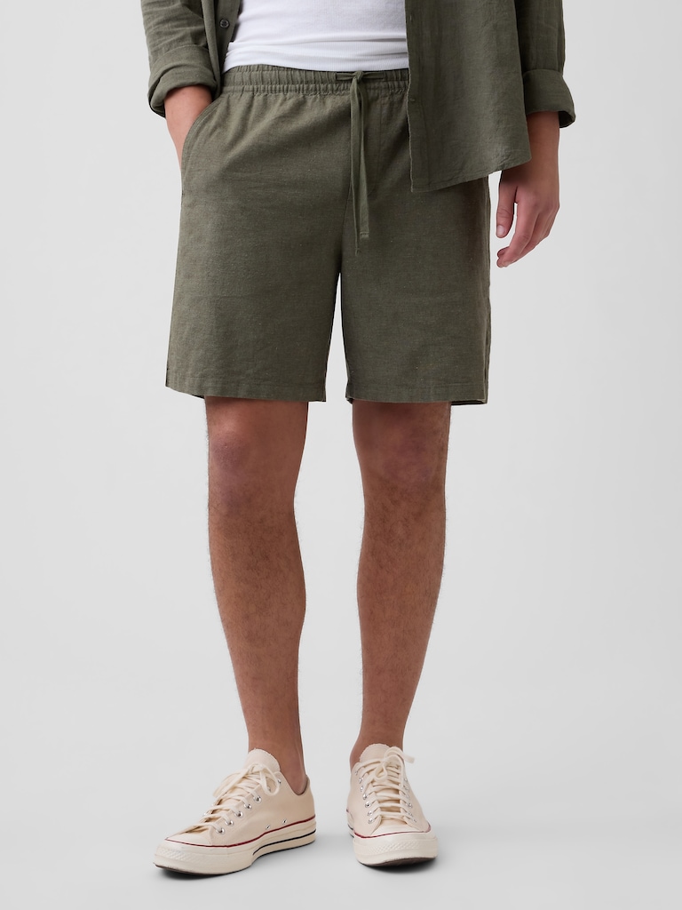 7" Linen-Blend Easy Shorts