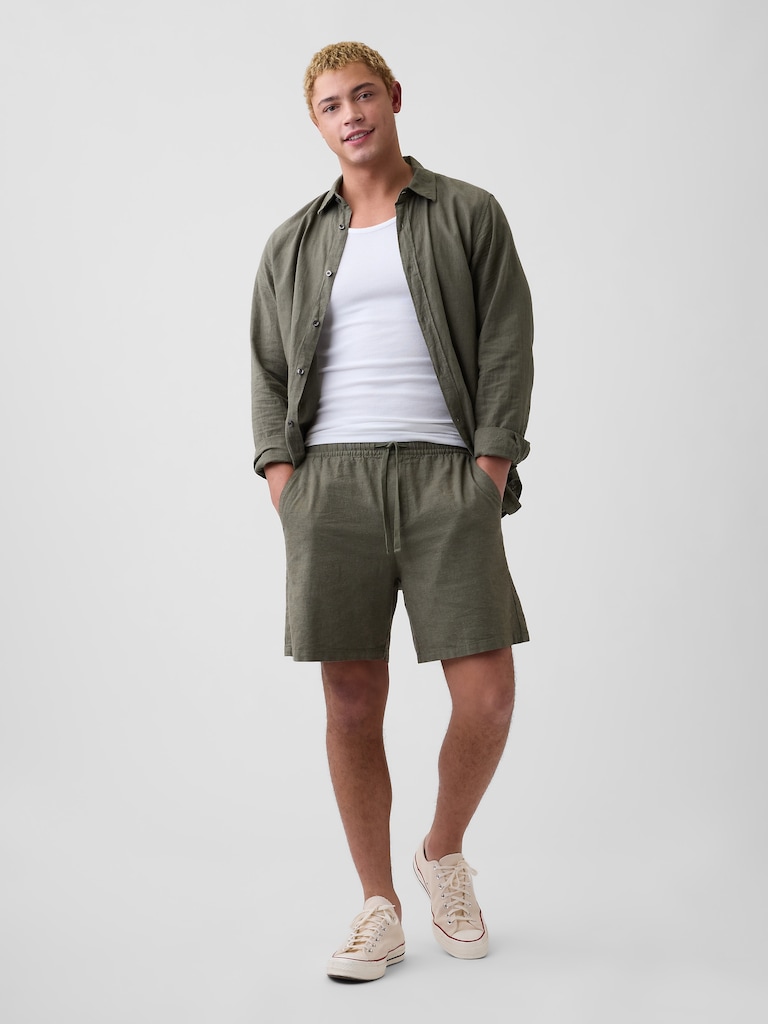 7" Linen-Blend Easy Shorts
