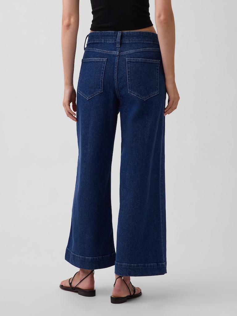 High Rise Stride Wide-Leg Ankle Sailor Jeans