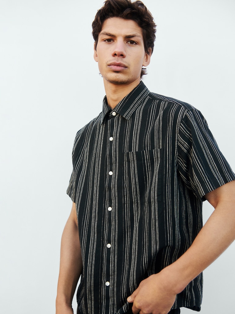 Textured Linen-Cotton Shirt